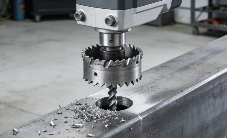 1.5 inch TCT annular cutter vs standard twist drill for large metal holes..png 1.5 inch TCT annular cutter vs standard twist drill for large metal holes..png