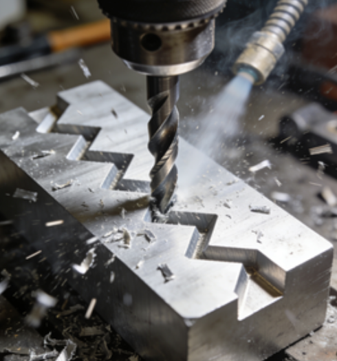 Dovetail milling operation in aluminum 6061 using air blast for chip evacuation..png
