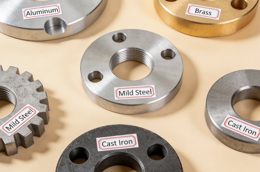 Assorted metal materials including aluminum brass and steel for selecting the correct tap type.png